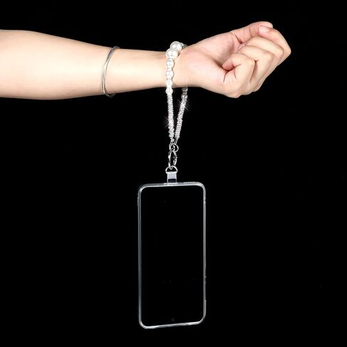 2 Pack Phone Wrist Strap, Pearl Beaded Phone Charm, Hands-Free Wristlet Bracelet, Detachable with Tether Tab in Kuwait
