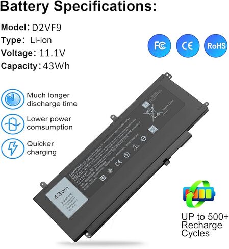 BND 45WH D2VF9 استبدال بطارية الكمبيوتر المحمول لاستبدال ديل انسبايرون 15 7547 7548 D2VF9 PXR51 0PXR51 11.1V in Kuwait