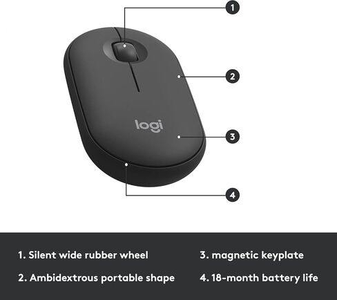 مجموعة لوحة مفاتيح وماوس لاسلكية رفيعة من Logitech MK470 - مفاتيح مقصية هادئة، تصميم كامل الحجم منخفض الحجم، جهاز استقبال نانو 2.4 جيجا هرتز، بطارية 36 شهرًا، كمبيوتر محمول يعمل بنظام Windows - أسود/رمادي، يشمل القماش in Kuwait