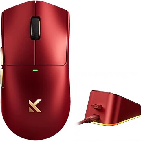 Hyekit MCHOUSE K7 Ultra Wireless Esports Gaming Mouse with Magnetic Charging Dock, PAW3950 Optical Sensor, Dual 8K Polling, 42K DPI, 59g Lightweight, 5 Programmable Buttons, 130 Hr Battery (Red) in Kuwait