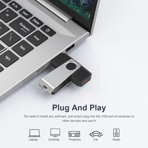 محرك أقراص فلاش USB 2.0 بسعة 32 جيجا بايت، محرك أقراص سريع مع سلسلة مفاتيح - أبيض in Kuwait