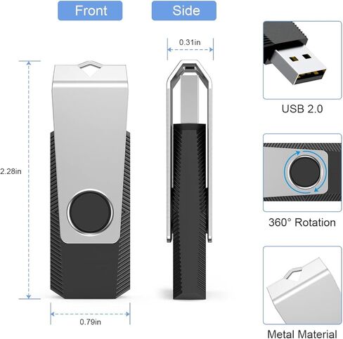 محرك أقراص فلاش USB 2.0 بسعة 32 جيجا بايت، محرك أقراص سريع مع سلسلة مفاتيح - أبيض in Kuwait