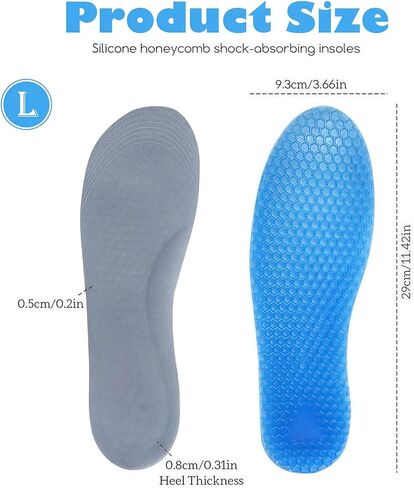 1Pair Blue Silicone Gel Reusable Honeycomb Full Length Non Slip Comfort Sports Insole Air Cushion Damping Shoe Pad Cushion Shoe Inserts for Men Women (Small) in Saudi Arabia