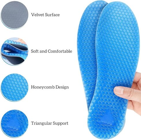 1Pair Blue Silicone Gel Reusable Honeycomb Full Length Non Slip Comfort Sports Insole Air Cushion Damping Shoe Pad Cushion Shoe Inserts for Men Women (Small) in Saudi Arabia