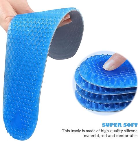 1Pair Blue Silicone Gel Reusable Honeycomb Full Length Non Slip Comfort Sports Insole Air Cushion Damping Shoe Pad Cushion Shoe Inserts for Men Women (Small) in Saudi Arabia