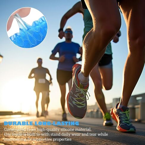 1Pair Blue Silicone Gel Reusable Honeycomb Full Length Non Slip Comfort Sports Insole Air Cushion Damping Shoe Pad Cushion Shoe Inserts for Men Women (Small) in Saudi Arabia