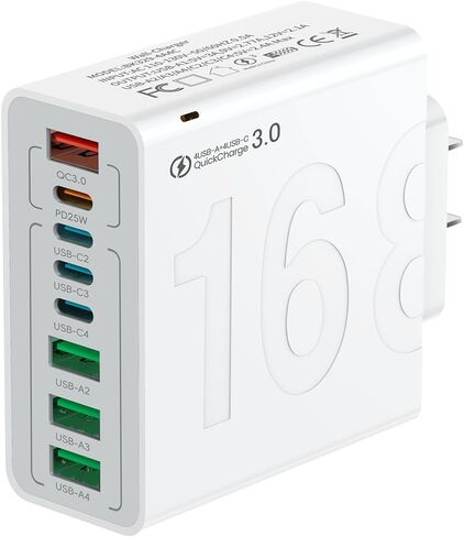 قاعدة شاحن سريع بـ 8 منافذ USB من النوع C لأجهزة iPhone وSamsung - أصفر (قطعة واحدة) in Kuwait