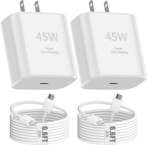 شحن سريع للغاية 45 وات USB C iPhone 17، كتلة شاحن سريع iPhone 17 Pro Max مع سلك كابل شحن طويل من النوع C بطول 6.6 قدم لهاتف iPhone 17/17 Plus/17 Pro Max/16/16 Pro/16 Pro Max/16 Plus/15 Pro Max in Kuwait