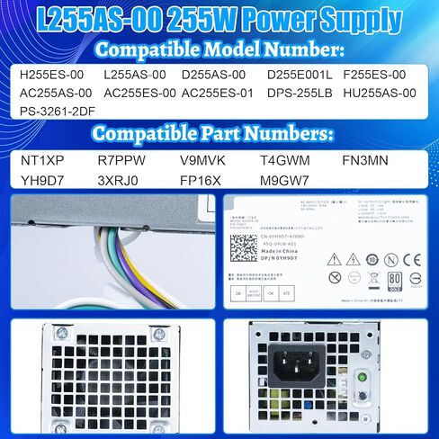 ترقية L255AS-00 D255AS-00 NT1XP 255W مصدر طاقة متوافق مع Dell Optiplex 3020 9020 7020 Precision T1700 SFF، PS-3261-2DF H255ES-00 AC255AS-00 F255ES-00 YH9D7 V9MVK R7PPW 3XRJ0 FP16X 255 واط مزود الطاقة in Kuwait
