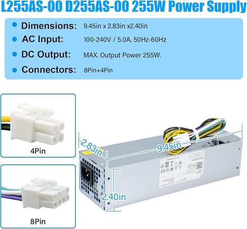 ترقية L255AS-00 D255AS-00 NT1XP 255W مصدر طاقة متوافق مع Dell Optiplex 3020 9020 7020 Precision T1700 SFF، PS-3261-2DF H255ES-00 AC255AS-00 F255ES-00 YH9D7 V9MVK R7PPW 3XRJ0 FP16X 255 واط مزود الطاقة in Kuwait
