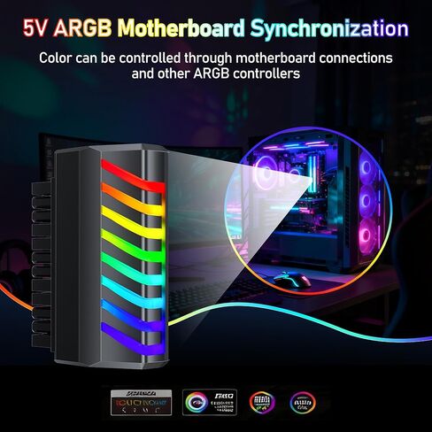 محول Oddtone ATX 24 دبوس 90 درجة ARGB، موصل إمداد الطاقة لمزامنة اللوحة الأم 5 فولت 3 دبابيس، زاوية قائمة من أنثى إلى ذكر إدارة الكابلات DIY لأجهزة الكمبيوتر المكتبية Mini-ITX SFF، هيكل محدود الارتفاع، أسود in Kuwait