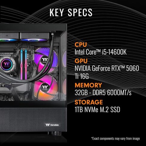 كمبيوتر مكتبي للألعاب من ثيرمال تيك NE i1460TG-V170B انتل كور i5-14600K 32 جيجا DDR5 1 تيرابايت SSD GeForce RTX 5060 Ti in Kuwait
