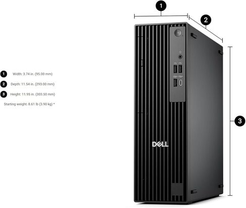 Dell Pro Slim QCS1250 SFF Desktop Computer, AMD Ryzen 7 Pro 8700G, 32GB RAM, 1TB NVMe SSD, Nvidia Quadro P1000 4GB Graphics, DisplayPort, HDMI, USB-C, Wi-Fi, Bluetooth, Windows 11 Pro in Kuwait