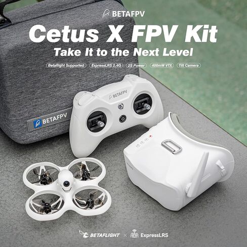 مجموعة BETAFPV ELRS V3 Cetus X Betaflight FC FPV مع نظارات إرسال LiteRadio 3 VR03 مع وظيفة تسجيل DVR، مجموعة RTF المتقدمة المدعومة بقوة 2S للمبتدئين في FPV للطيران بشكل أسرع in Kuwait