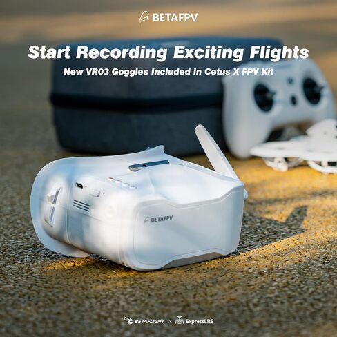 مجموعة BETAFPV ELRS V3 Cetus X Betaflight FC FPV مع نظارات إرسال LiteRadio 3 VR03 مع وظيفة تسجيل DVR، مجموعة RTF المتقدمة المدعومة بقوة 2S للمبتدئين في FPV للطيران بشكل أسرع in Kuwait