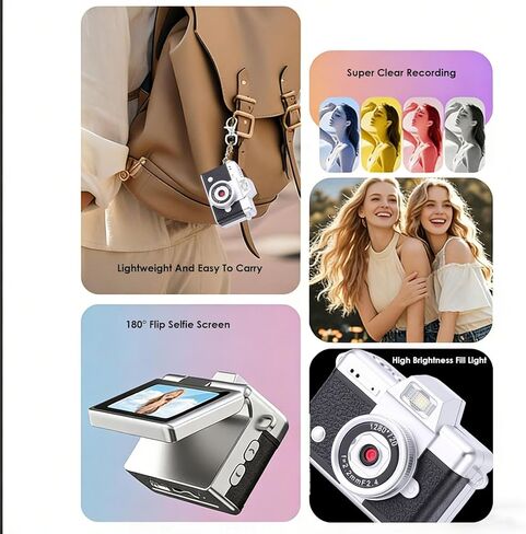Diyeeni CCD Digital Vlog Camera, 1080P with Flip Screen, Vintage Retro Design, 1.47 Inch HD Display, Portable Compact Cameras for Students Travel Photography in Kuwait