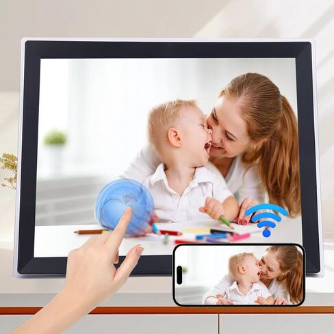إطار صورة رقمي EBTOOLS مقاس 15 بوصة، واي فاي مع دقة 1024 × 768 عالية الدقة ودوران تلقائي وسعة تخزين 32 جيجابايت لتطبيق Uhale، ومشاركة الصور عبر شبكة USB PC لديكور المنزل والمكتب (الولايات المتحدة) in Kuwait