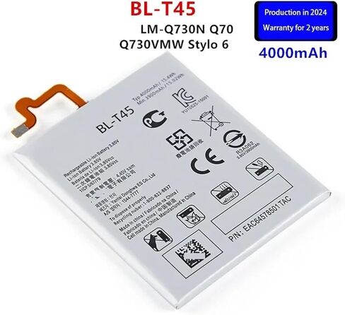 بطارية BL-T45 بقدرة 4000 مللي أمبير في الساعة لـ LM-Q730N Q70 Q730VMW Stylo 6 Stylo6 BL T45 in Kuwait