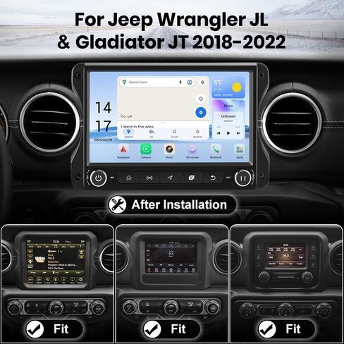 Car Radio Qualcomm for Jeep Wrangler JL & Gladiator JT 2018-2022 [4GB+64GB], 10 inch Touch Screen Android 13 Stereo with Wireless Carplay Android Auto/GPS/AM/FM/5G WiFi/DSP in Kuwait