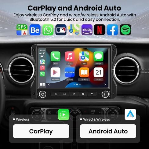 Car Radio Qualcomm for Jeep Wrangler JL & Gladiator JT 2018-2022 [4GB+64GB], 10 inch Touch Screen Android 13 Stereo with Wireless Carplay Android Auto/GPS/AM/FM/5G WiFi/DSP in Kuwait