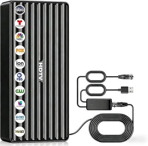 TV Antenna for HD Smart TV, Indoor & Outdoor, 1000+ Miles Range, Supports 8K/4K/1080P, Free Local Channels with 33ft Cable, Raven in Kuwait