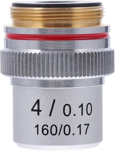Vaguelly High Precision 4X Microscope Objective Lens Steel Increase Contrast Biological Microscope Lens for Laboratory Use Optical Component in Kuwait
