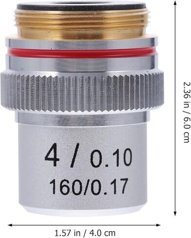 Vaguelly High Precision 4X Microscope Objective Lens Steel Increase Contrast Biological Microscope Lens for Laboratory Use Optical Component in Kuwait