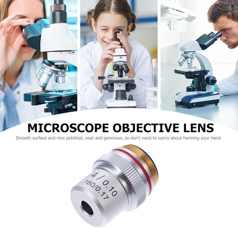 Vaguelly High Precision 4X Microscope Objective Lens Steel Increase Contrast Biological Microscope Lens for Laboratory Use Optical Component in Kuwait