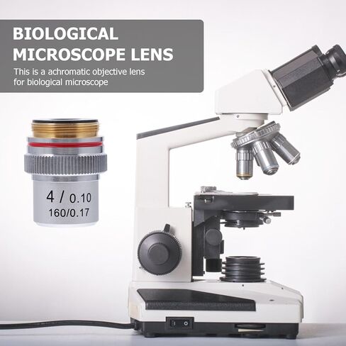 Vaguelly High Precision 4X Microscope Objective Lens Steel Increase Contrast Biological Microscope Lens for Laboratory Use Optical Component in Kuwait