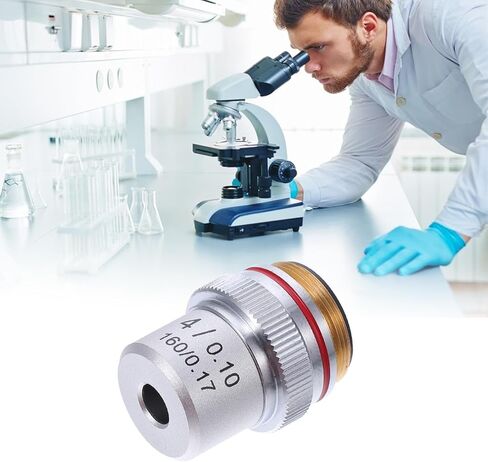 Vaguelly High Precision 4X Microscope Objective Lens Steel Increase Contrast Biological Microscope Lens for Laboratory Use Optical Component in Kuwait