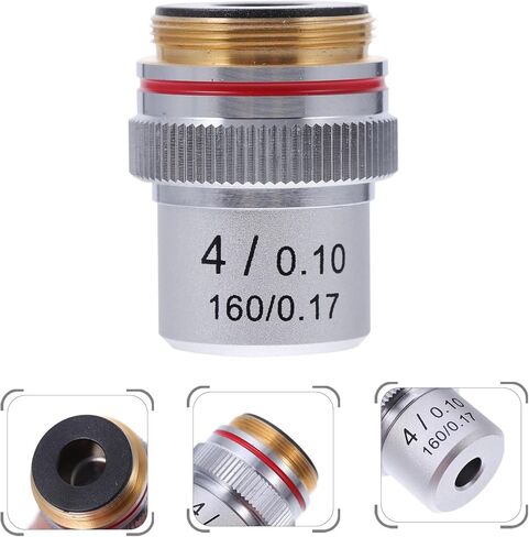 Vaguelly High Precision 4X Microscope Objective Lens Steel Increase Contrast Biological Microscope Lens for Laboratory Use Optical Component in Kuwait