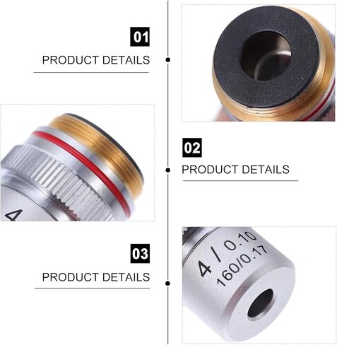 Vaguelly High Precision 4X Microscope Objective Lens Steel Increase Contrast Biological Microscope Lens for Laboratory Use Optical Component in Kuwait