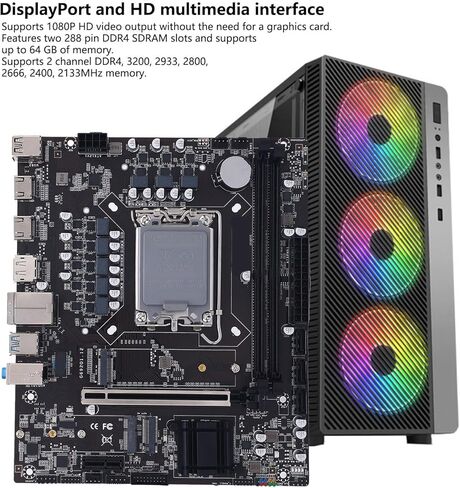 اللوحة الأم XUMIUZIY H610 للألعاب، اللوحة الأم ATX LGA 1700 DDR4 مع فتحة M.2 و3.0 6 جيجا بايت، لمعالجات الجيل الثاني عشر والثالث عشر i3 i5 i7 i9 in Kuwait