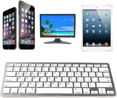 لوحة مفاتيح لاسلكية رفيعة للغاية متوافقة مع الكمبيوتر المحمول اللوحي الذي يعمل بنظام Android باللون الأبيض in Kuwait
