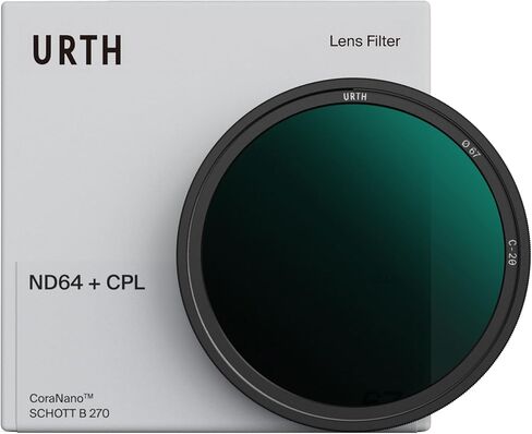 Urth 49mm CPL + ND64 Lens Filter (Plus+) - 20-Layer Nano-Coated Camera Lens Filter for Enhanced Polarization and Neutral Density Control in Saudi Arabia