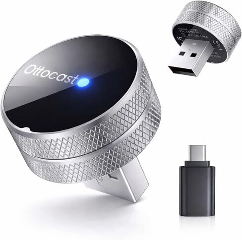 أنبوب OTTOCAST الصغير (إصدار 2026) محول CarPlay اللاسلكي 2 في 1 ومحول Android التلقائي، دونجل التوصيل والتشغيل لهواتف iPhone وAndroid، اتصال تلقائي بالبلوتوث، يحول سلك المصنع إلى محول CarPlay اللاسلكي in Kuwait