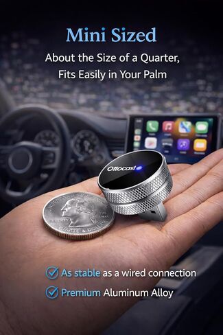 أنبوب OTTOCAST الصغير (إصدار 2026) محول CarPlay اللاسلكي 2 في 1 ومحول Android التلقائي، دونجل التوصيل والتشغيل لهواتف iPhone وAndroid، اتصال تلقائي بالبلوتوث، يحول سلك المصنع إلى محول CarPlay اللاسلكي in Kuwait