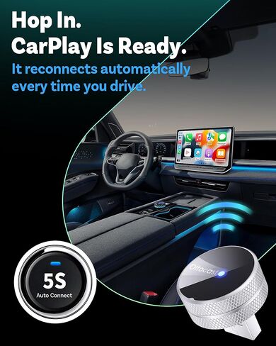 أنبوب OTTOCAST الصغير (إصدار 2026) محول CarPlay اللاسلكي 2 في 1 ومحول Android التلقائي، دونجل التوصيل والتشغيل لهواتف iPhone وAndroid، اتصال تلقائي بالبلوتوث، يحول سلك المصنع إلى محول CarPlay اللاسلكي in Kuwait