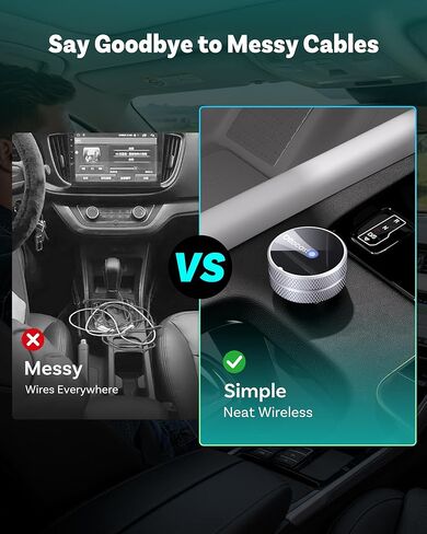 أنبوب OTTOCAST الصغير (إصدار 2026) محول CarPlay اللاسلكي 2 في 1 ومحول Android التلقائي، دونجل التوصيل والتشغيل لهواتف iPhone وAndroid، اتصال تلقائي بالبلوتوث، يحول سلك المصنع إلى محول CarPlay اللاسلكي in Kuwait