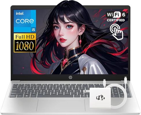 كمبيوتر محمول HP بشاشة لمس 15.6 بوصة FHD، 10-Core Intel i5-1334U (Beat i7-1255U حتى 4.6 جيجا هرتز) 16 جيجا بايت رام 1 تيرابايت SSD، Win 11 WiFi6 Bluetooth5.4 كمبيوتر محمول بكاميرا ويب - كمبيوتر لألعاب الأعمال مع ملحقات GM in Kuwait