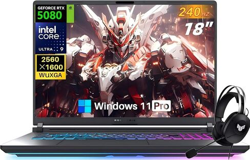 كمبيوتر محمول للألعاب ASUS 2025 ROG Strix G18، NVIDIA RTX 5080 16GB GDDR7، Intel Ultra 9 275HX24-Core، شاشة 18 بوصة 240 هرتز 3 مللي ثانية 2.5K، WiFi 7، 32 جيجابايت DDR5، 2 تيرابايت SSD، Win 11 Pro، مجموعة ملحقات in Kuwait