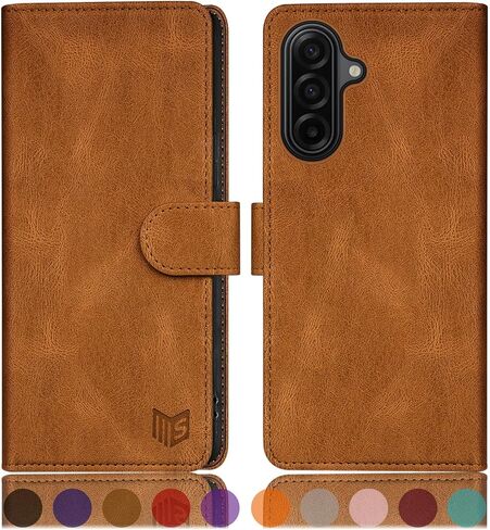 SUANPOT compatible With Samsung Galaxy A17 5G Wallet case with RFID Blocking Credit Card Holder,Flip Book PU Leather Protective Cover Women Men for Samsung A17 Phone case Light Brown in Saudi Arabia