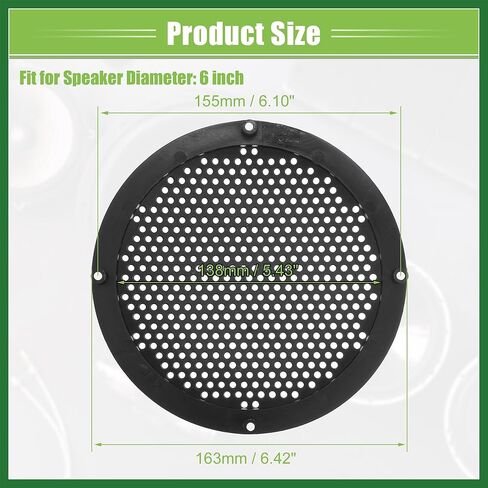 Motoforti Universal 6" Car Speaker Grills Cover Mesh Round 6 Inch Audio Speaker Subwoofer Guard Protector Case with Mounting Screws Iron Black - Pack of 1 Long-lasting in Kuwait