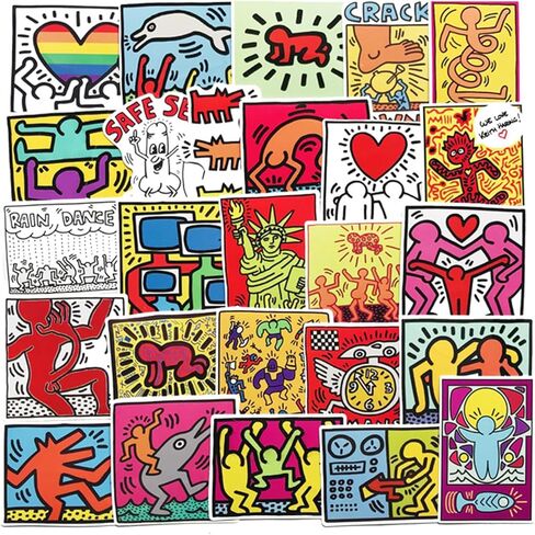50Pcs Keith Haring Stickers for Water Bottle Cup Laptop Guitar Car Motorcycle Bike Skateboard Luggage Box Vinyl Waterproof Graffiti Patches in Saudi Arabia