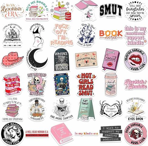 STICKZOO-148 قطعة من ملصقات الكتب لملصقات Kindle Scrapbook لأجهزة iPad والكمبيوتر المحمول وأجهزة القراءة الإلكترونية وشارات الفينيل اللطيفة من Booktok، مقاومة للماء، شارات ثلاثية الأبعاد للفتيات ومحبي الرومانسية in Kuwait