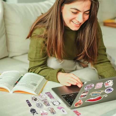 STICKZOO-148 قطعة من ملصقات الكتب لملصقات Kindle Scrapbook لأجهزة iPad والكمبيوتر المحمول وأجهزة القراءة الإلكترونية وشارات الفينيل اللطيفة من Booktok، مقاومة للماء، شارات ثلاثية الأبعاد للفتيات ومحبي الرومانسية in Kuwait