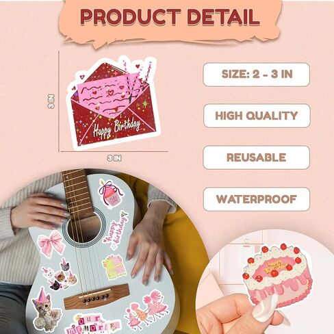 112PCS Happy Birthday Stickers, Cute Waterproof Vinyl Birthday Stickers for Adults, Birthday Party Supplies, Scrapbooking, Cards, Laptop and Water Bottle Decorations in Kuwait