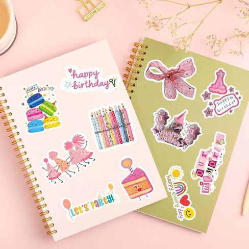 112PCS Happy Birthday Stickers, Cute Waterproof Vinyl Birthday Stickers for Adults, Birthday Party Supplies, Scrapbooking, Cards, Laptop and Water Bottle Decorations in Kuwait