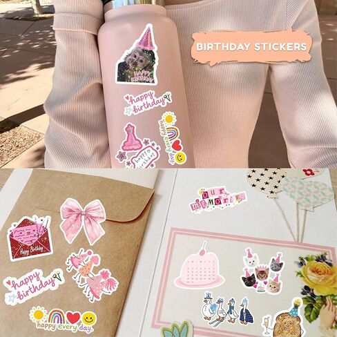 112PCS Happy Birthday Stickers, Cute Waterproof Vinyl Birthday Stickers for Adults, Birthday Party Supplies, Scrapbooking, Cards, Laptop and Water Bottle Decorations in Kuwait
