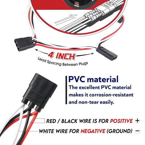 20 Counts of 3 Prong Female Bullet Plug Wiring Harness Continuous Wire Harness Roll (4" Lead Spacing Between Plugs) 3 Prong Socket Plug in Kuwait